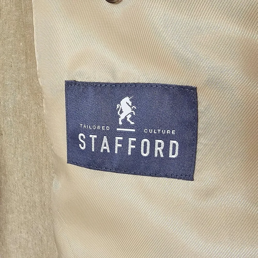Stafford Size 46L LongMen's Tan Linen Cotton Blend Blazer